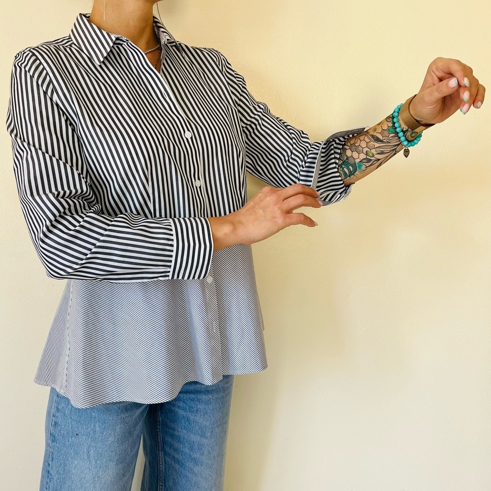 Chico’s no iron striped long sleeve button down shirt - Picture 2 of 7